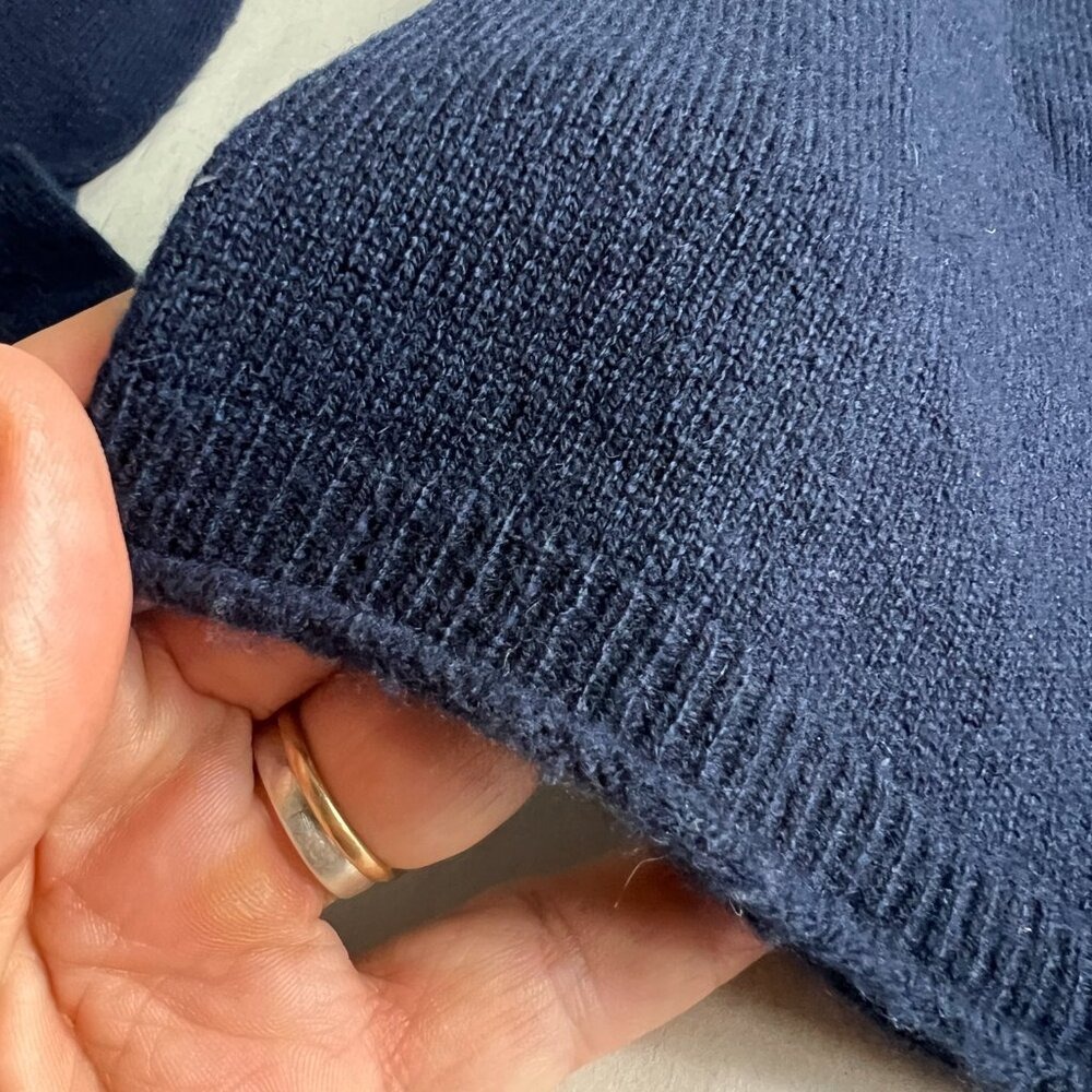 Margaret O'Leary Navy 100% Cashmere Crew Neck Long Sleeve Sweater - Picture 5 of 7